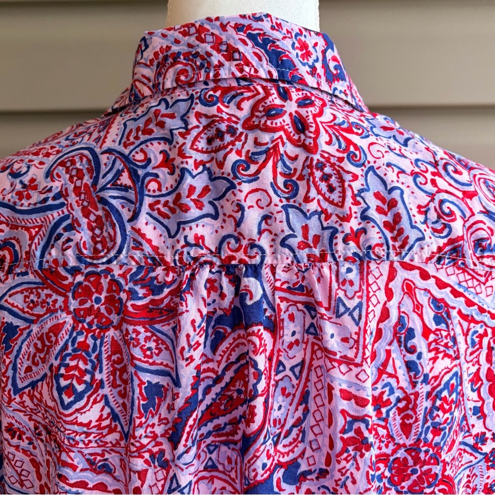 •Talbots• Classic Paisley Button Down Blouse -  Size Large - Picture 7 of 9